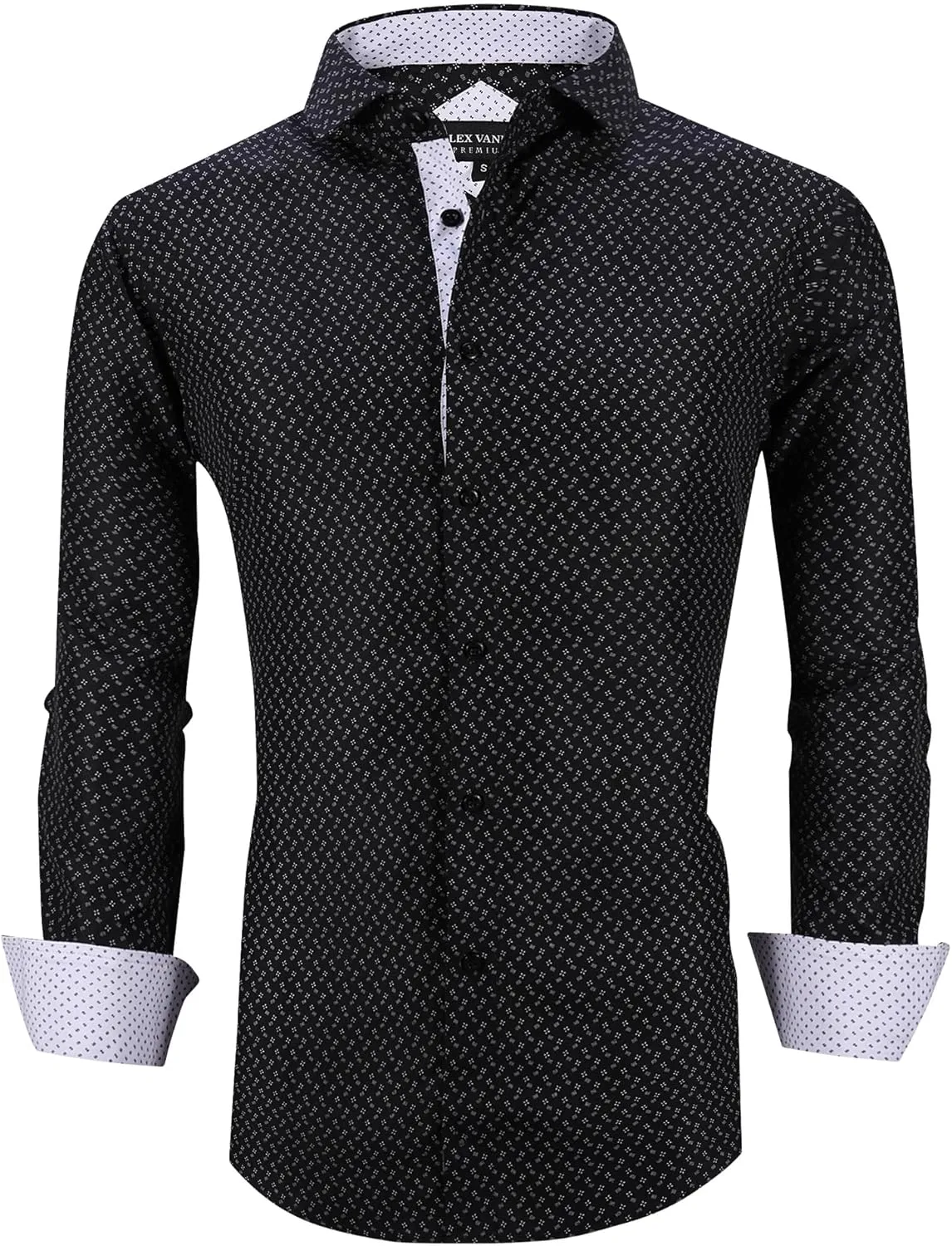 Alex Vando Mens Printed Dress Shirts Long Sleeve Regular Fit Button Down Shirt