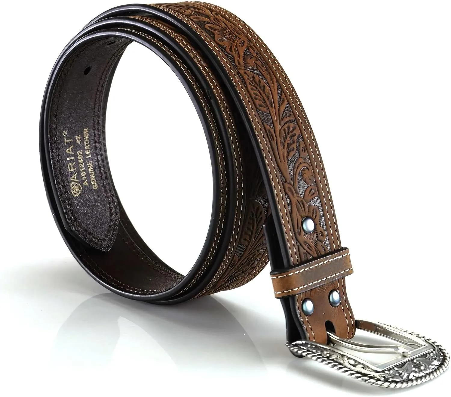ARIAT Men's Floral Stamped Leather Belt