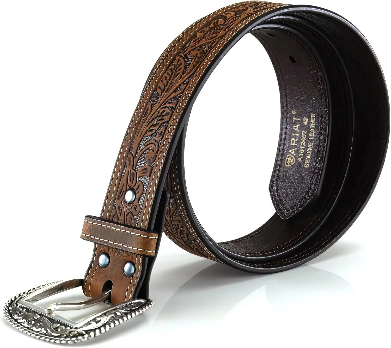 ARIAT Men's Floral Stamped Leather Belt