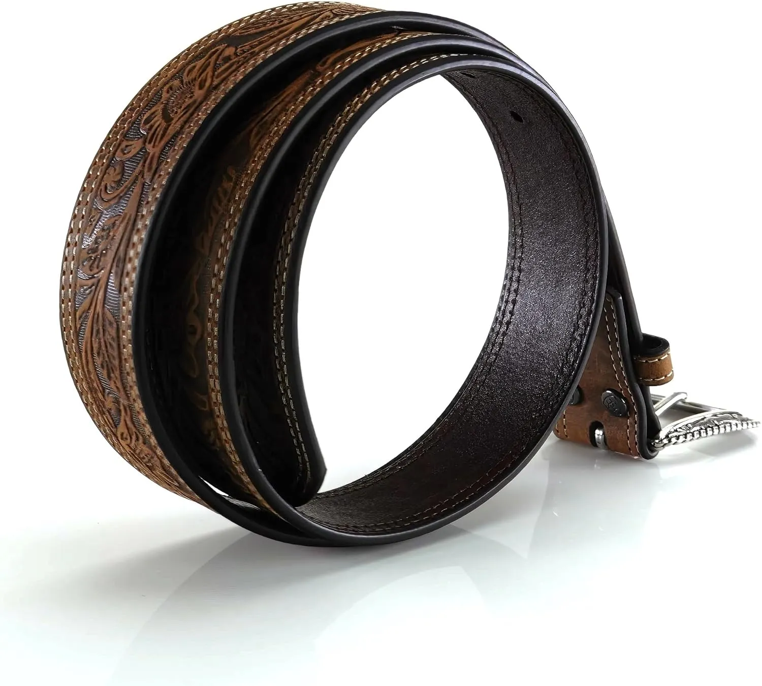 ARIAT Men's Floral Stamped Leather Belt