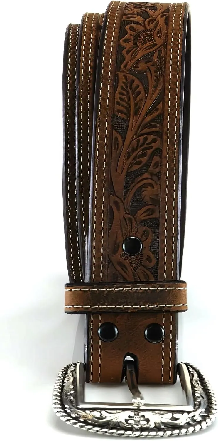 ARIAT Men's Floral Stamped Leather Belt
