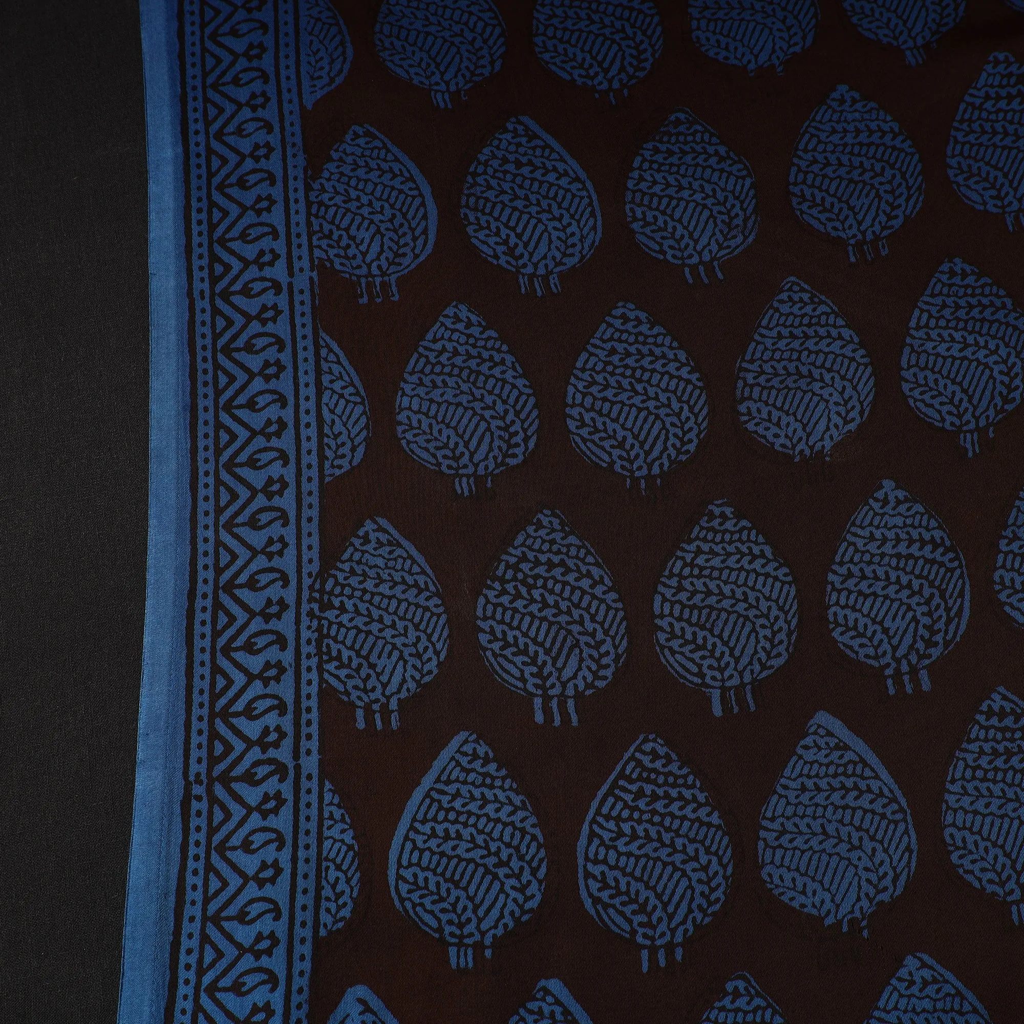 Black - Bagh Block Printed Modal Silk Fabric