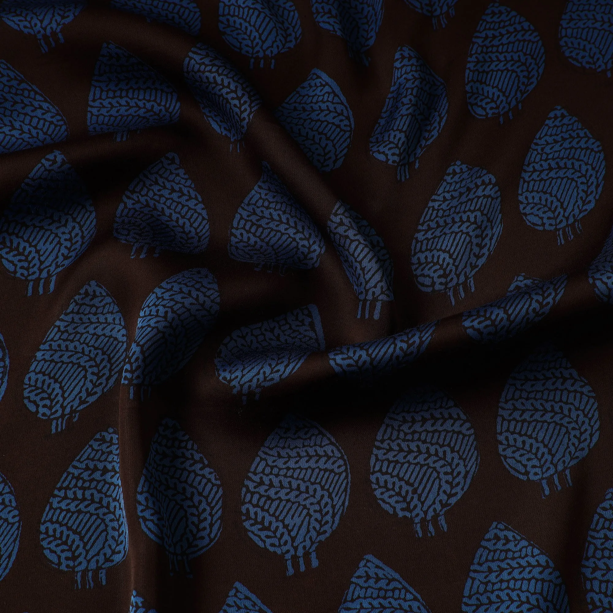 Black - Bagh Block Printed Modal Silk Fabric