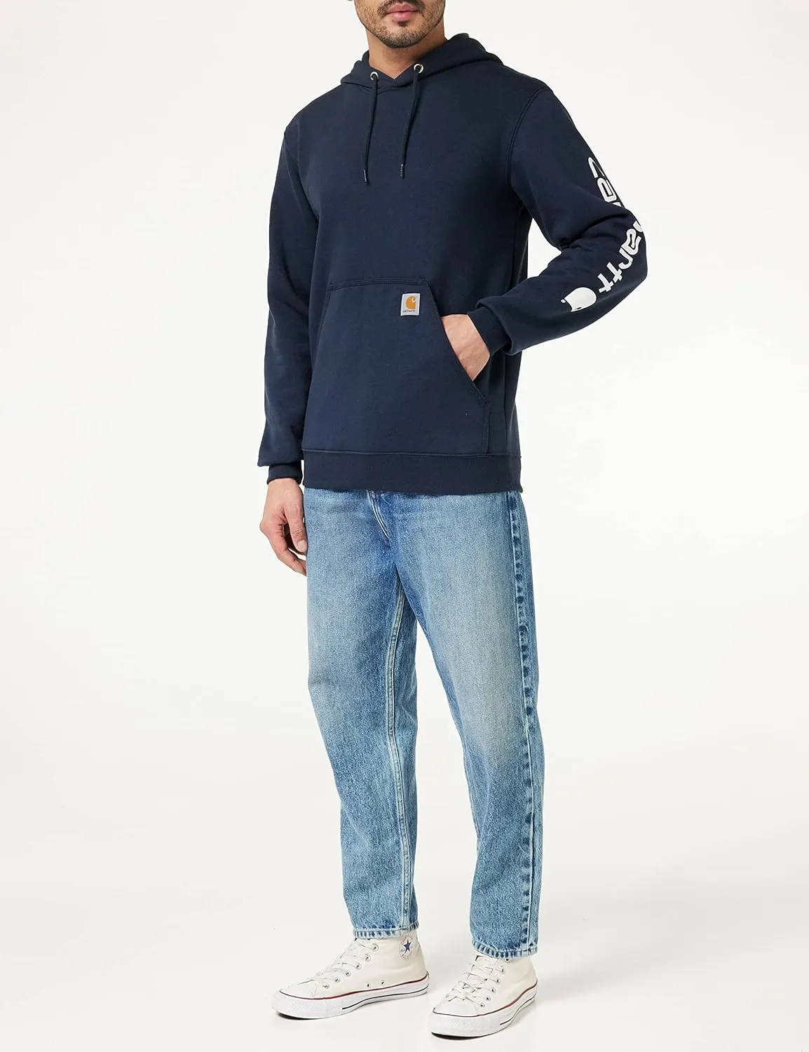 Carhartt Men's Midweight Signature Sleeve Logo Hooded Sweatshirt