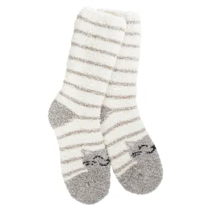 Cat Stripe Cozy Crew Slipper Socks
