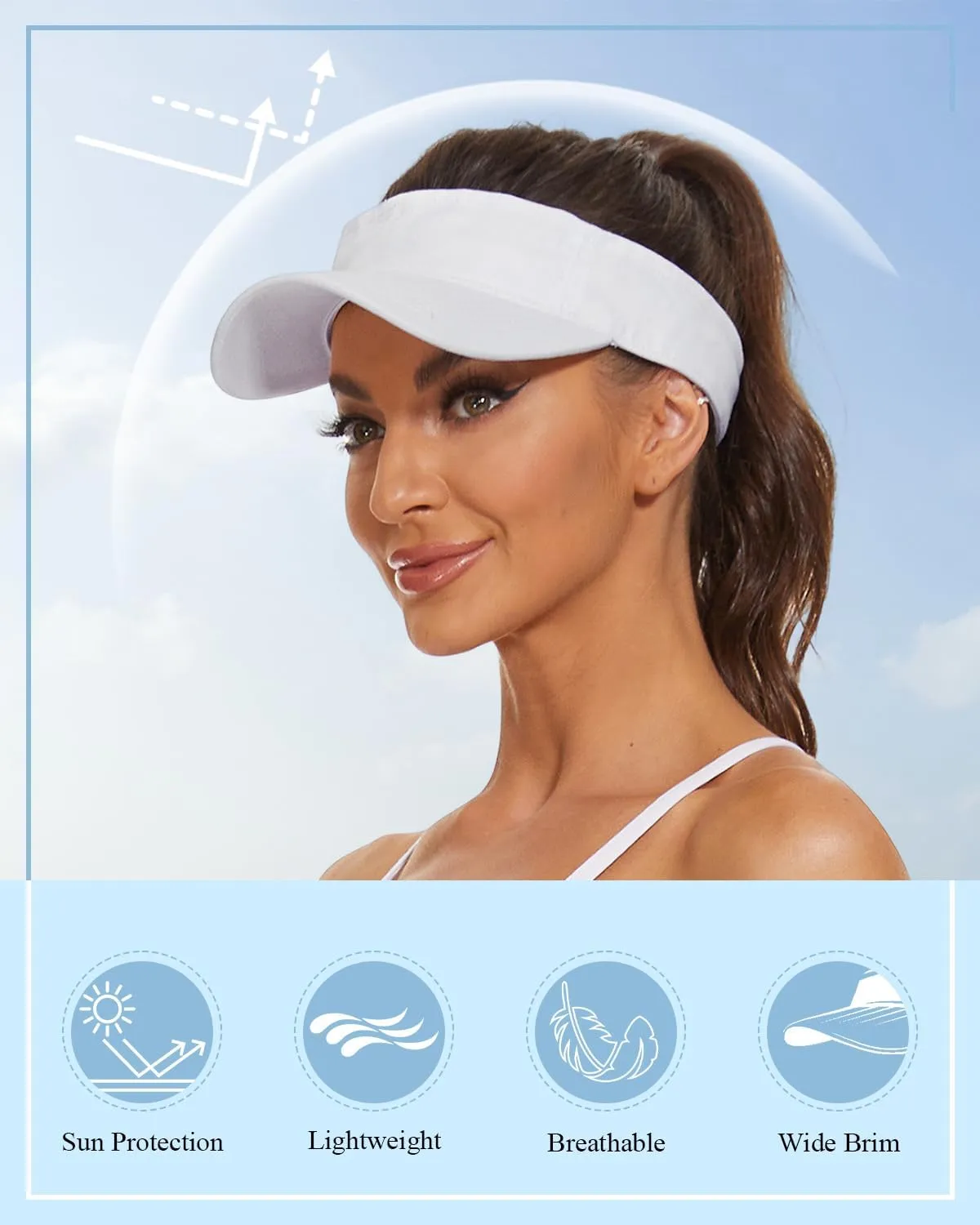 Century Star Visors for Women Mens Sun Visor Hats Sports Outdoor Tennis Running Adjustable Beach Cap Sun Protection