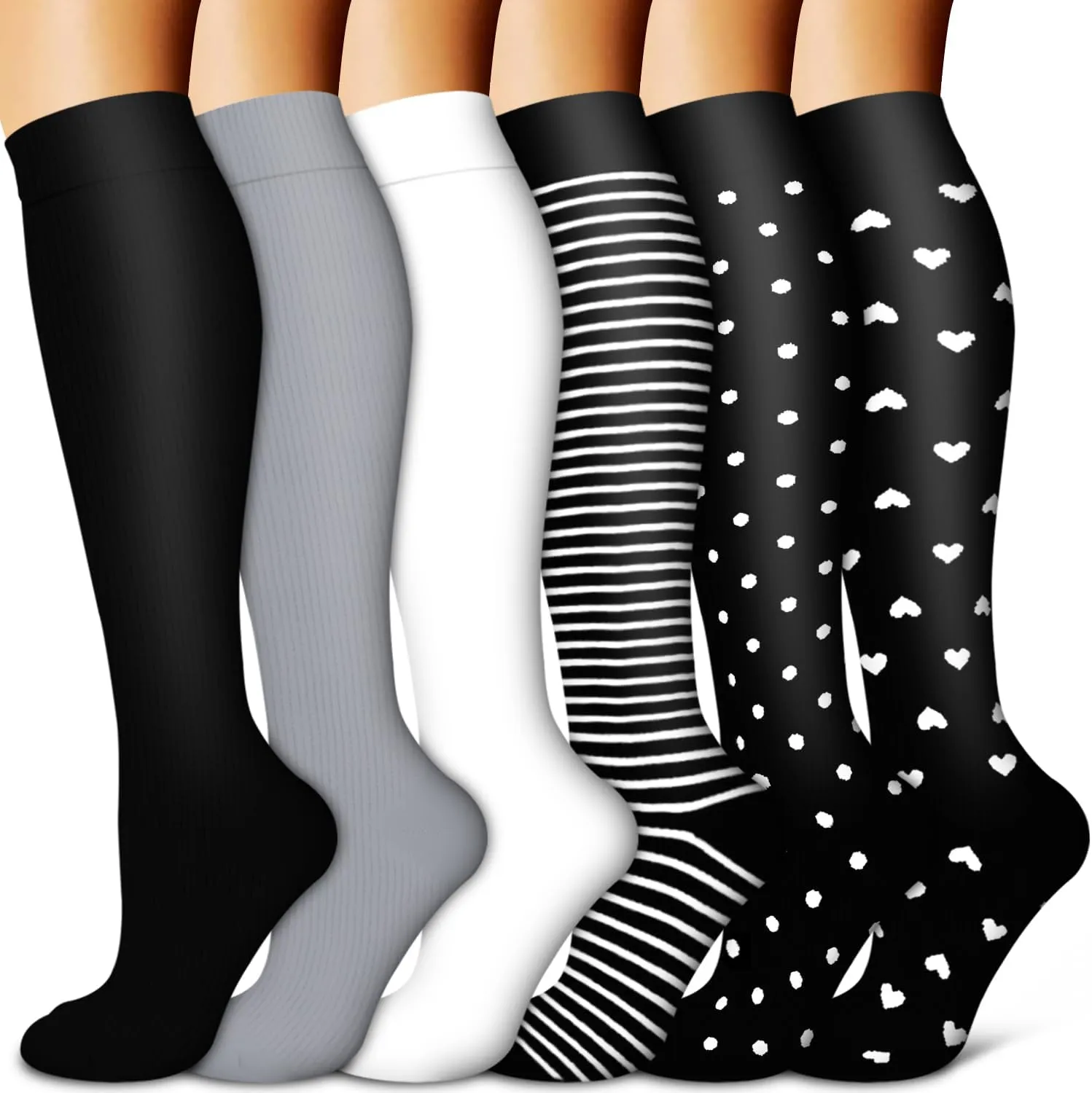 Copper Compression Socks for Women & Men (6 pairs) - Best Support for Nurses, Running, Hiking, Recovery