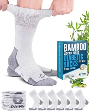 Doctor's Select Bamboo Viscose Diabetic Socks for Men - 6 Pairs Crew Diabetic Neuropathy Socks for Men