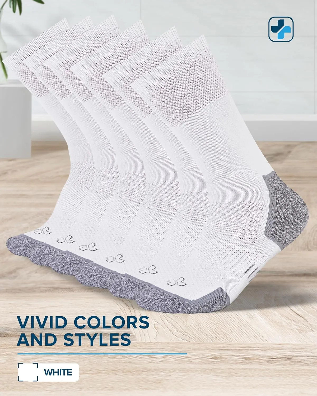 Doctor's Select Bamboo Viscose Diabetic Socks for Men - 6 Pairs Crew Diabetic Neuropathy Socks for Men