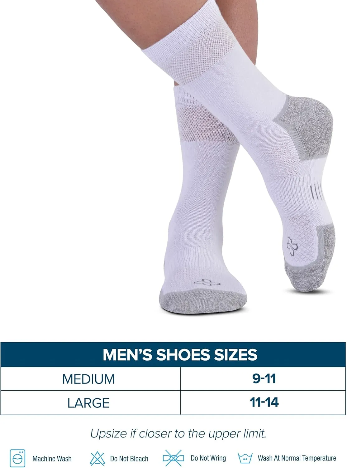 Doctor's Select Bamboo Viscose Diabetic Socks for Men - 6 Pairs Crew Diabetic Neuropathy Socks for Men