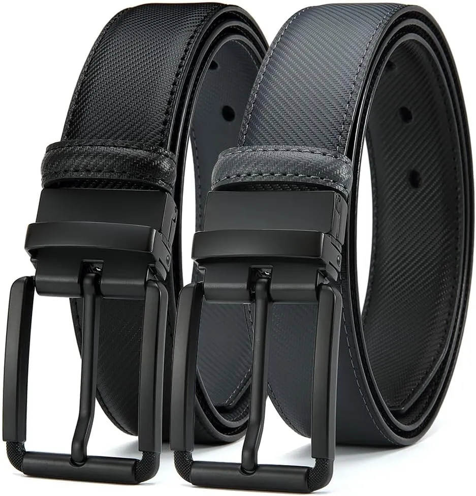DOOPAI Reversible Leather Belt for Men 1.25" - Dual Sided Dress and Casual Belt, Trim to Fit, 2 Styles in One Belt