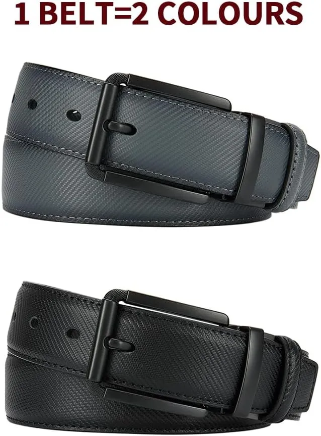 DOOPAI Reversible Leather Belt for Men 1.25" - Dual Sided Dress and Casual Belt, Trim to Fit, 2 Styles in One Belt