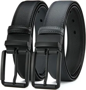 DOOPAI Reversible Leather Belt for Men 1.25" - Dual Sided Dress and Casual Belt, Trim to Fit, 2 Styles in One Belt