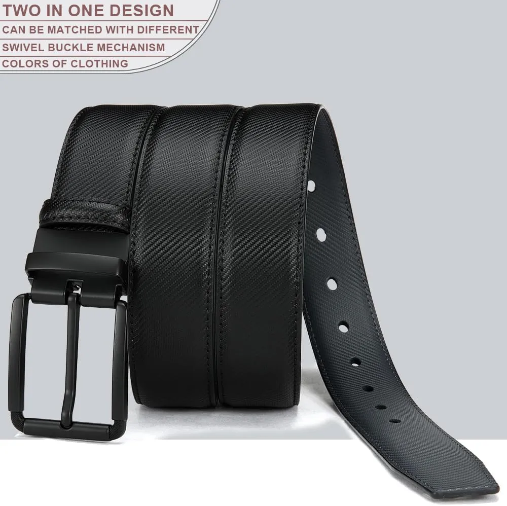 DOOPAI Reversible Leather Belt for Men 1.25" - Dual Sided Dress and Casual Belt, Trim to Fit, 2 Styles in One Belt
