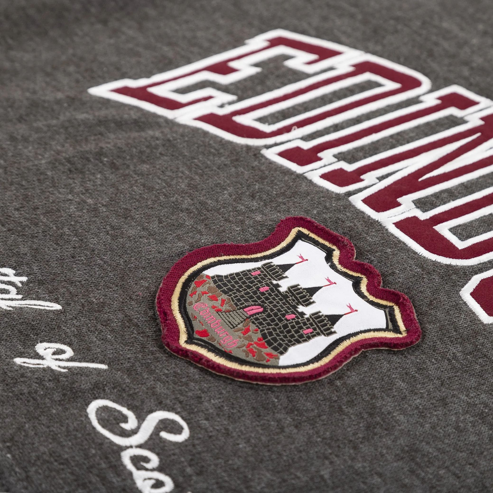 Edinburgh Hooded Pullover Charcoal/Maroon