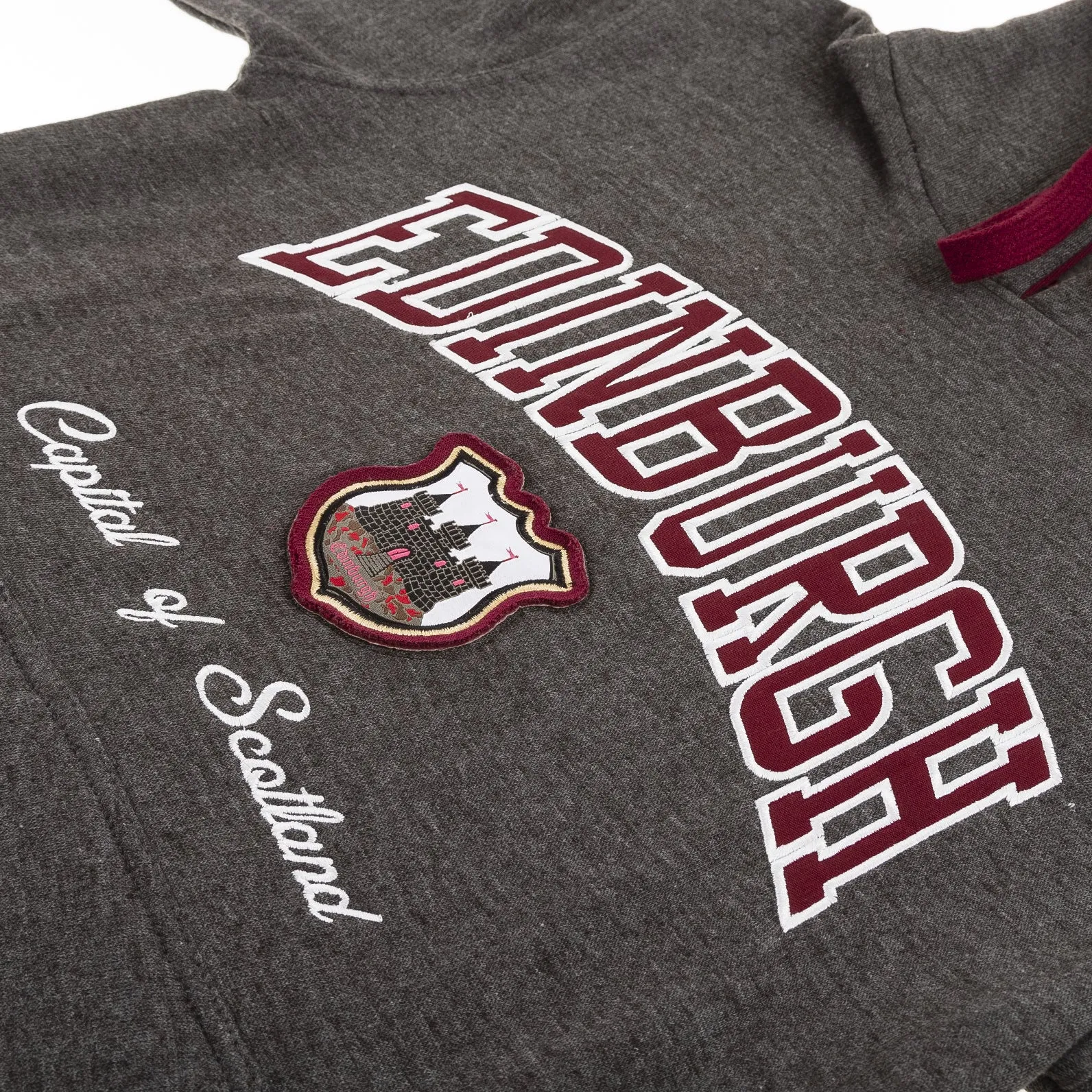 Edinburgh Hooded Pullover Charcoal/Maroon