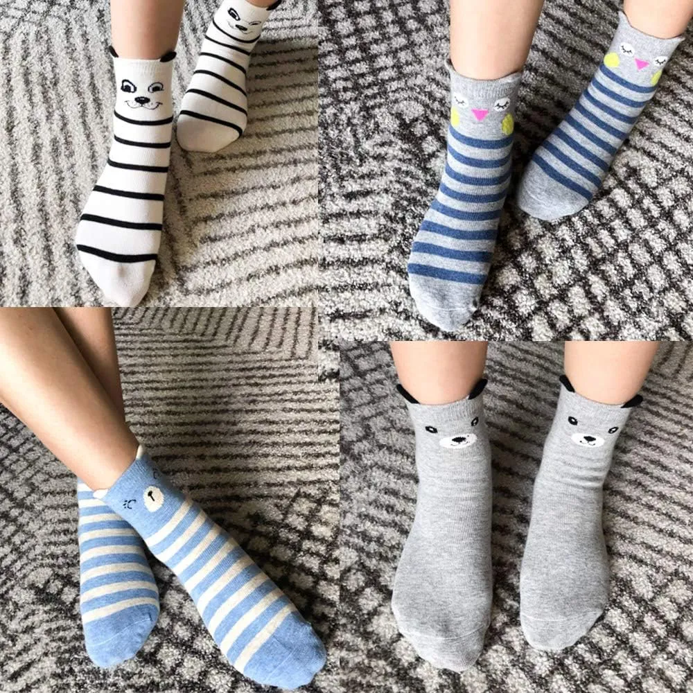 Hzcojulo Kids Toddler Big Little Girls Fashion Cotton Crew Cute Socks -5 Pairs