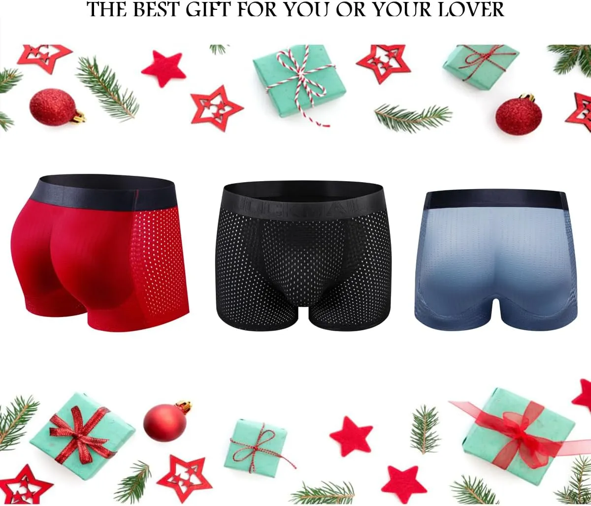 JOCKMAIL Mens Butt Padded Underwear Mens Mesh Shapewear Boxer Briefs with Butt Enhancing Pads