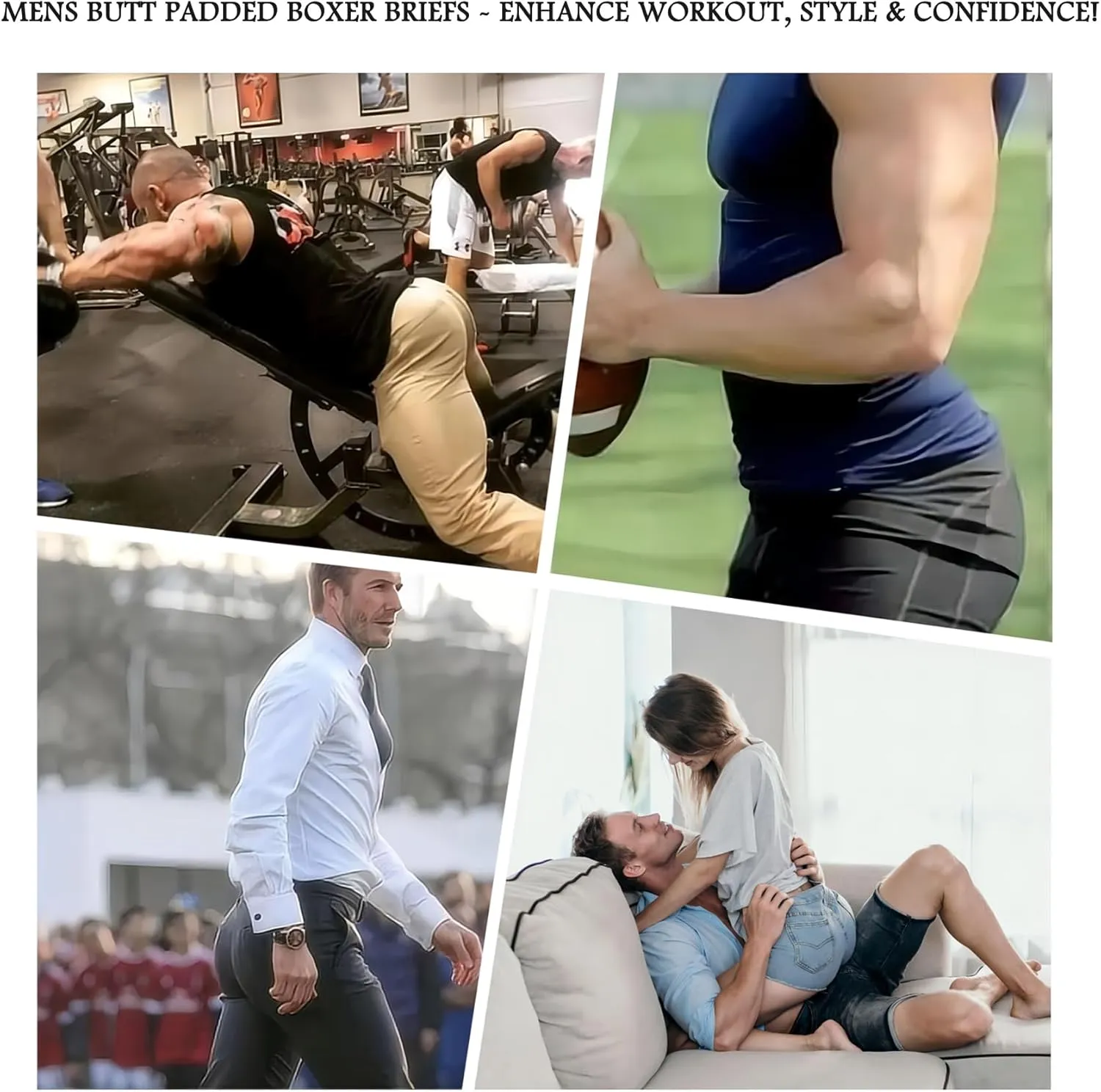 JOCKMAIL Mens Butt Padded Underwear Mens Mesh Shapewear Boxer Briefs with Butt Enhancing Pads
