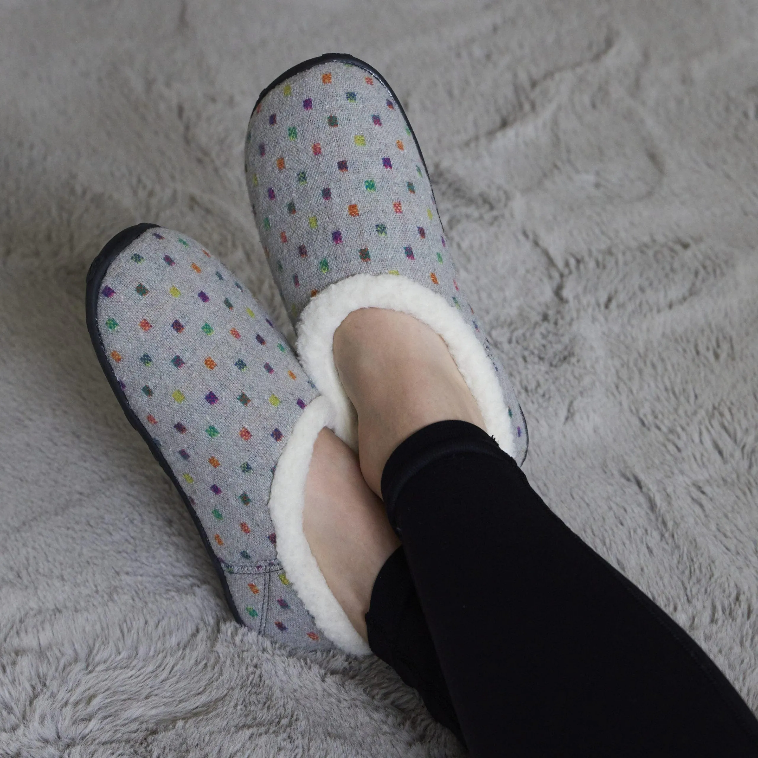 Olivia - Grey Multi Spot Women's Slippers