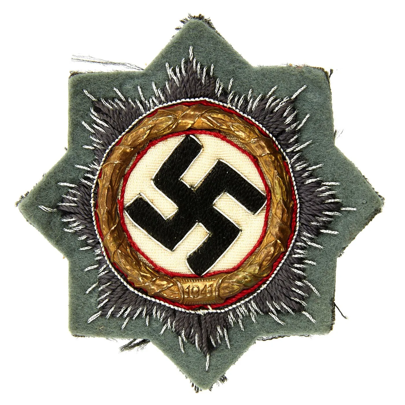 Original German WWII Gold German Cross Award Embroidered Cloth Badge