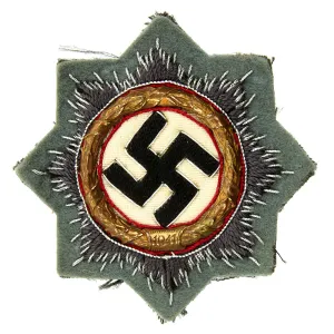 Original German WWII Gold German Cross Award Embroidered Cloth Badge