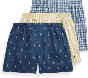 POLO RALPH LAUREN Men's Classic Fit Cotton Woven Boxers 3-Pack