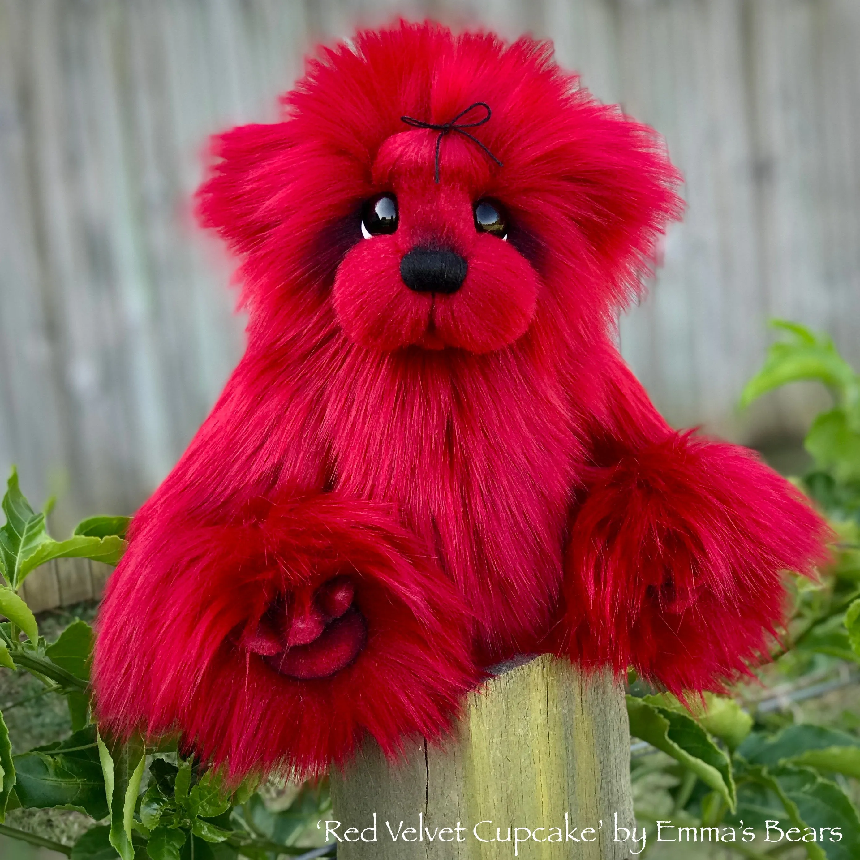 Red Velvet Cupcake - 13" faux fur Artist Bear by Emma's Bears - OOAK