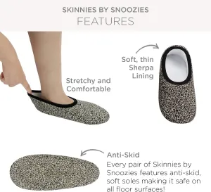 Snoozies Skinnies Womens Slipper Socks - Non-Slip Slippers with a Lightweight Sherpa Lining - Travel Slippers with Storage Pouch MODFL-Small
