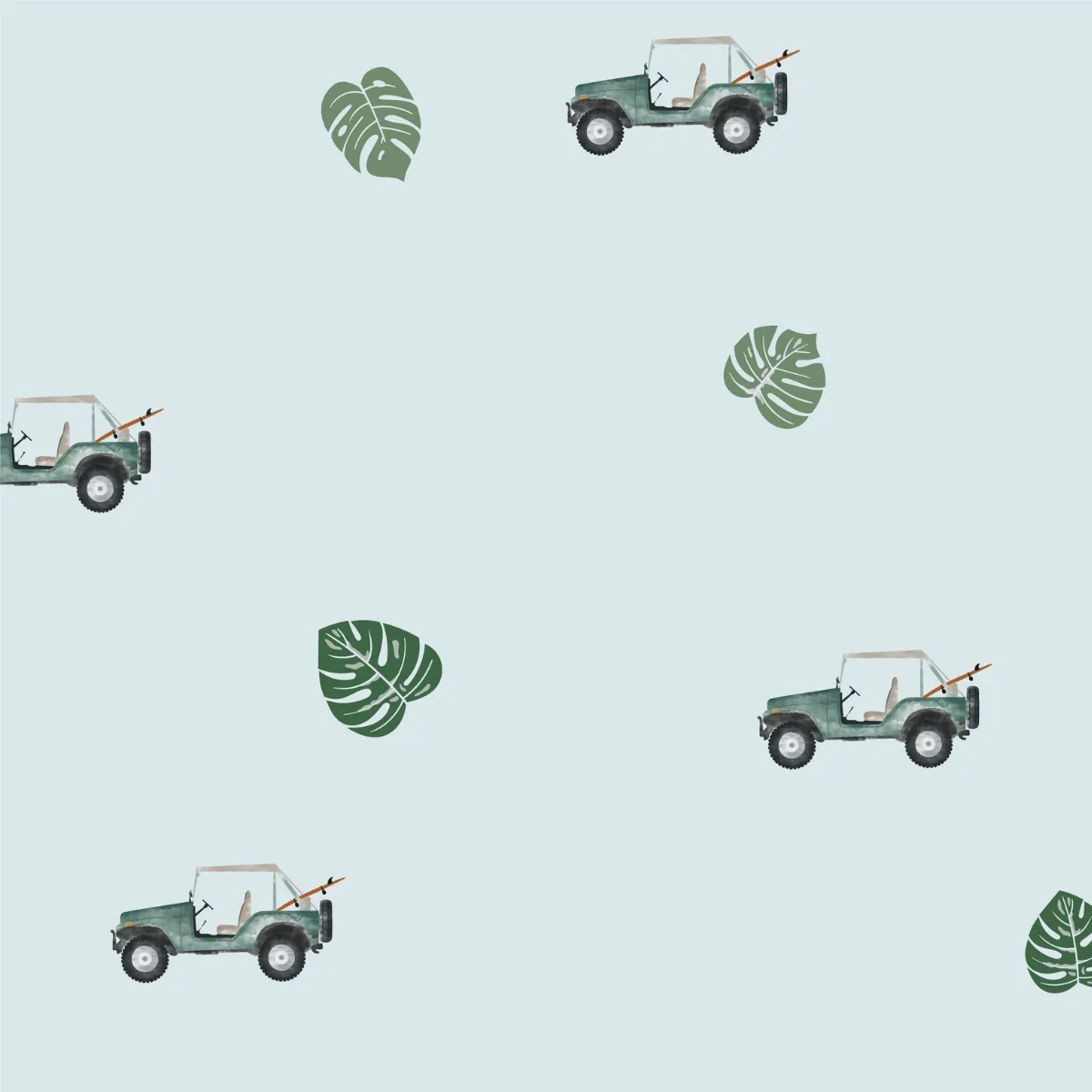 Summer PJ Set - Green Jeep