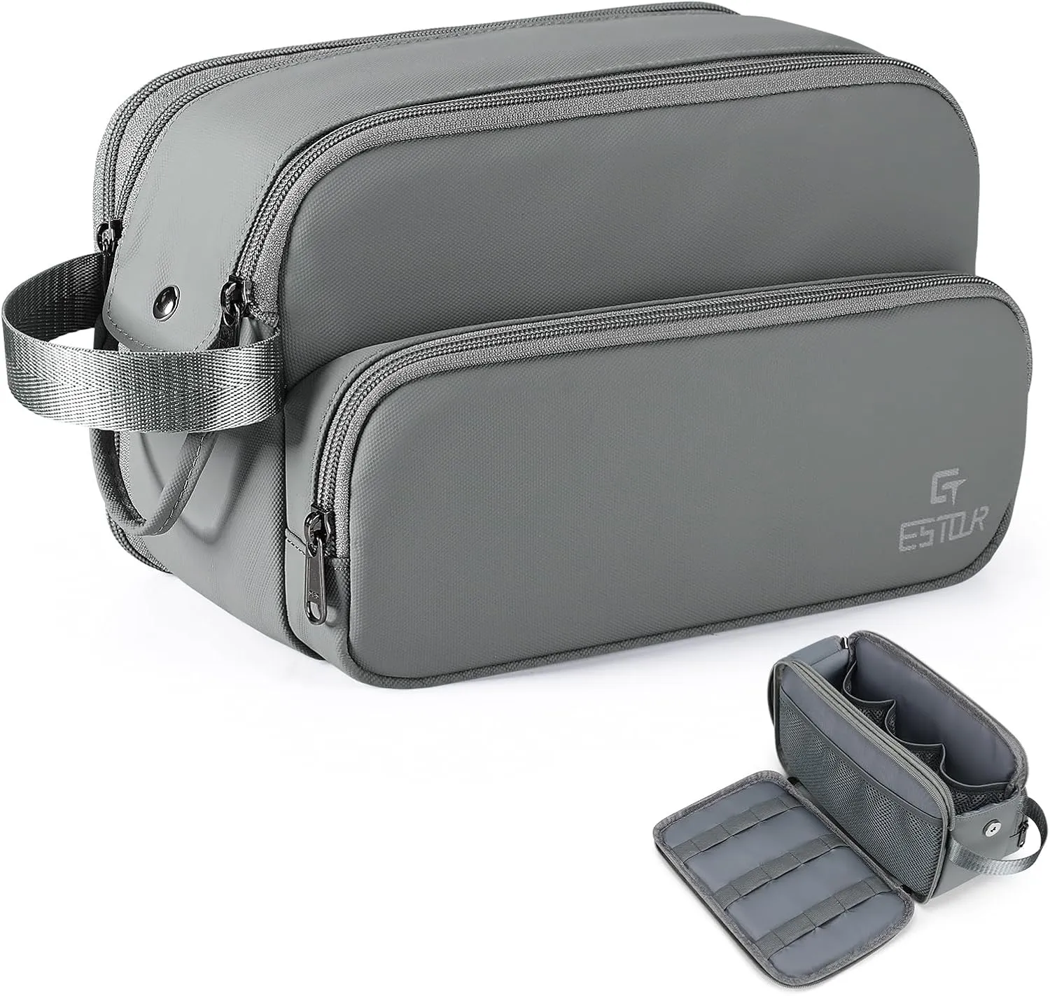 Toiletry Bag for Men, Travel Toiletry Bag Travel Essentials, Dopp Kit Water-resistant Shaving Bag, Bathroom Bag Toiletries Organizer, Gray(Upgraded Polyster)