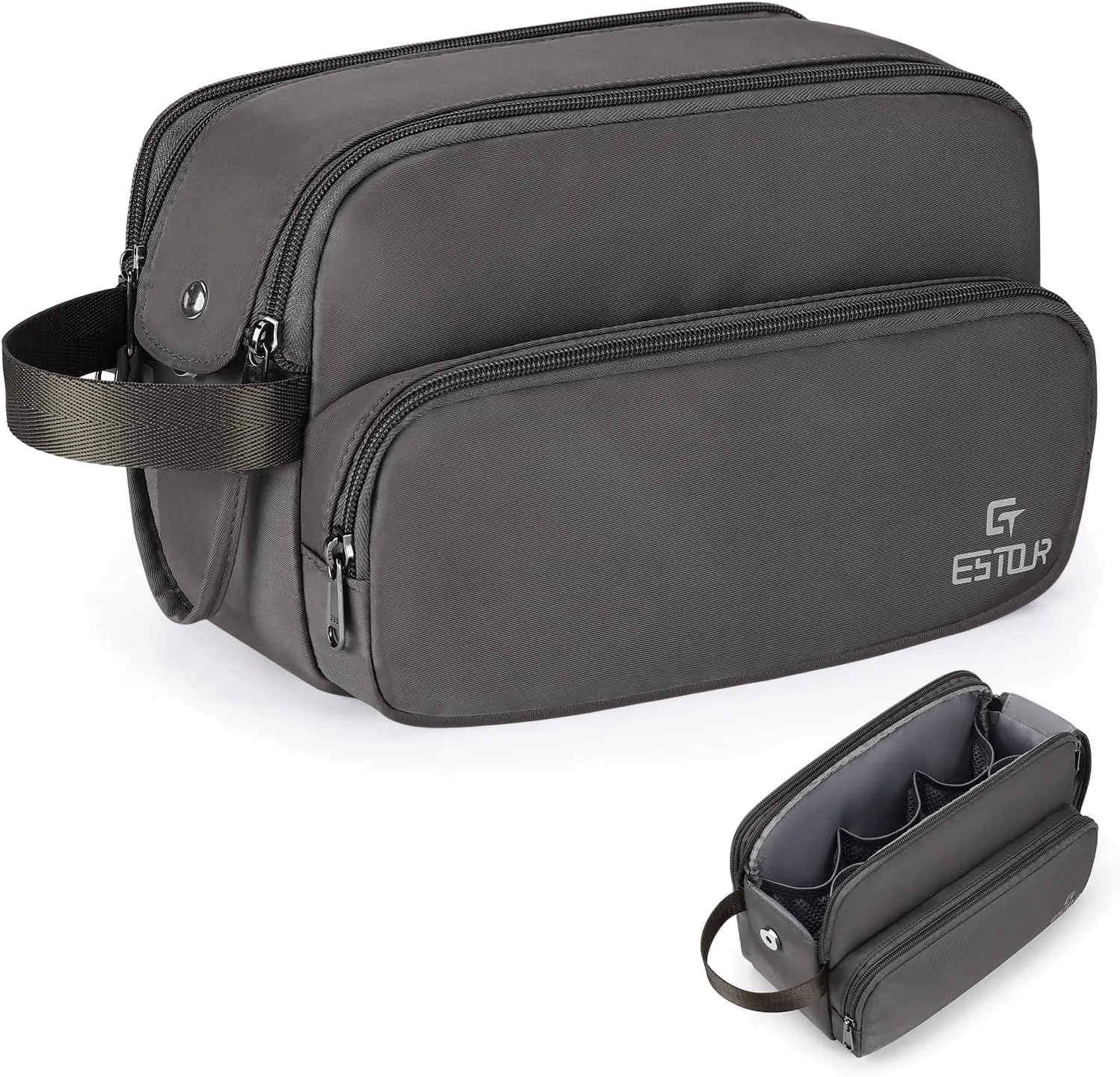 Toiletry Bag for Men, Travel Toiletry Bag Travel Essentials, Dopp Kit Water-resistant Shaving Bag,Bathroom Bag Toiletries Organizer, Mystery Gray(Polyster)