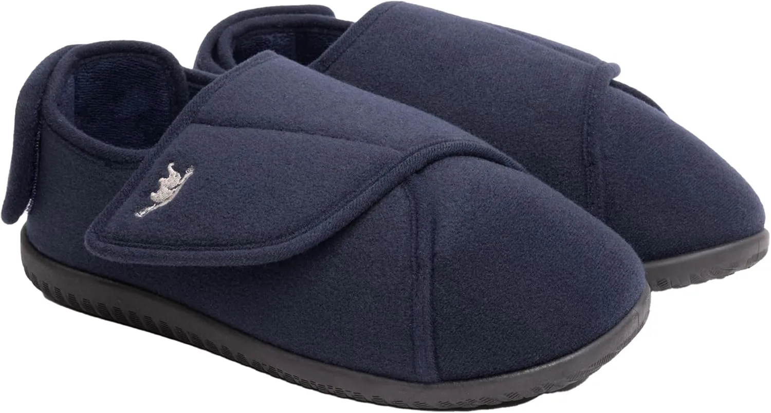 Women's Wide, Extra Wide 80-D Memory Foam Diabetic Slipper with Adjustable Closure Anti Slip Sole, Warm Plush Fleece Arthritis Edema Swollen Diabetic House Shoes