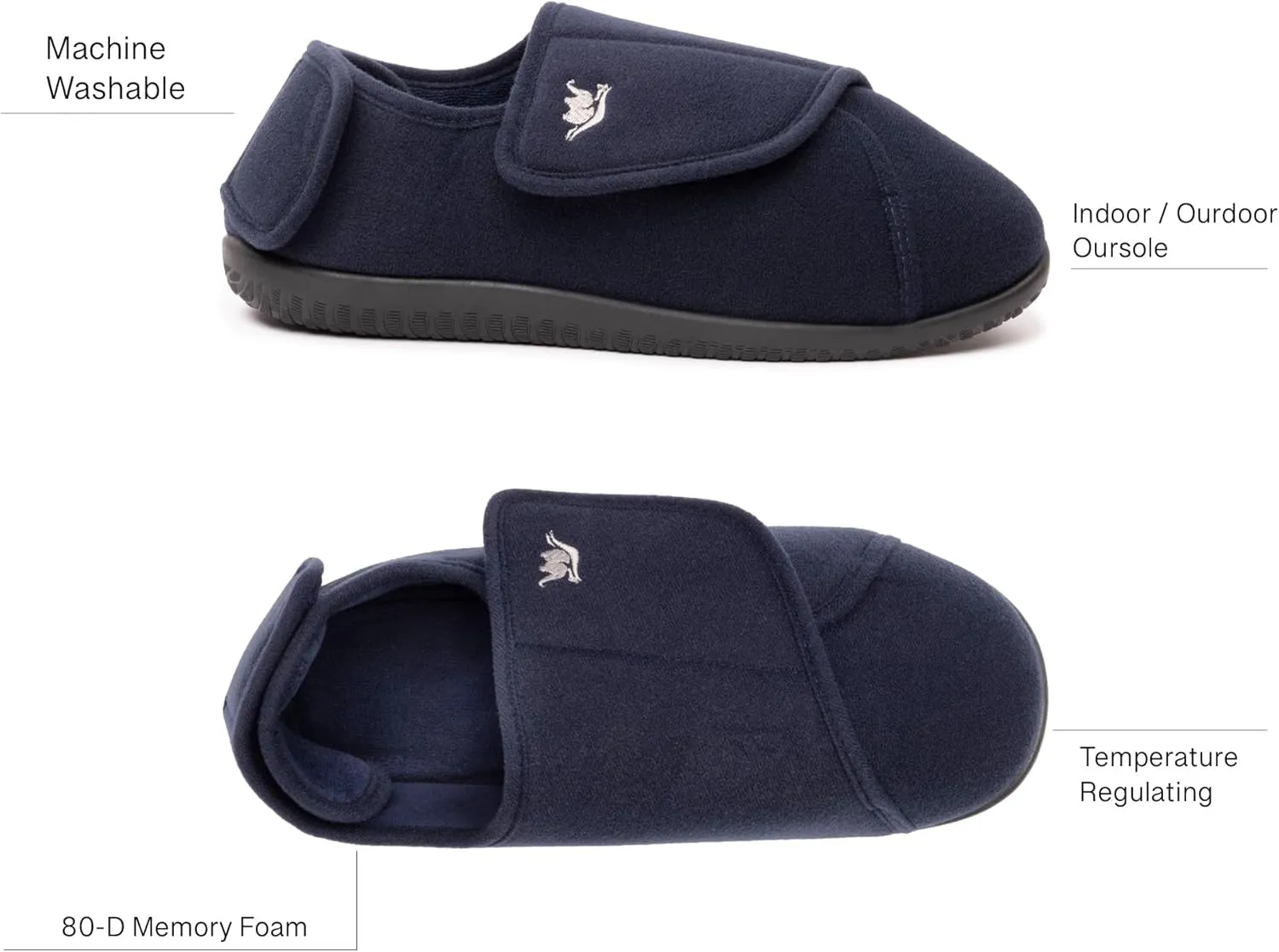 Women's Wide, Extra Wide 80-D Memory Foam Diabetic Slipper with Adjustable Closure Anti Slip Sole, Warm Plush Fleece Arthritis Edema Swollen Diabetic House Shoes