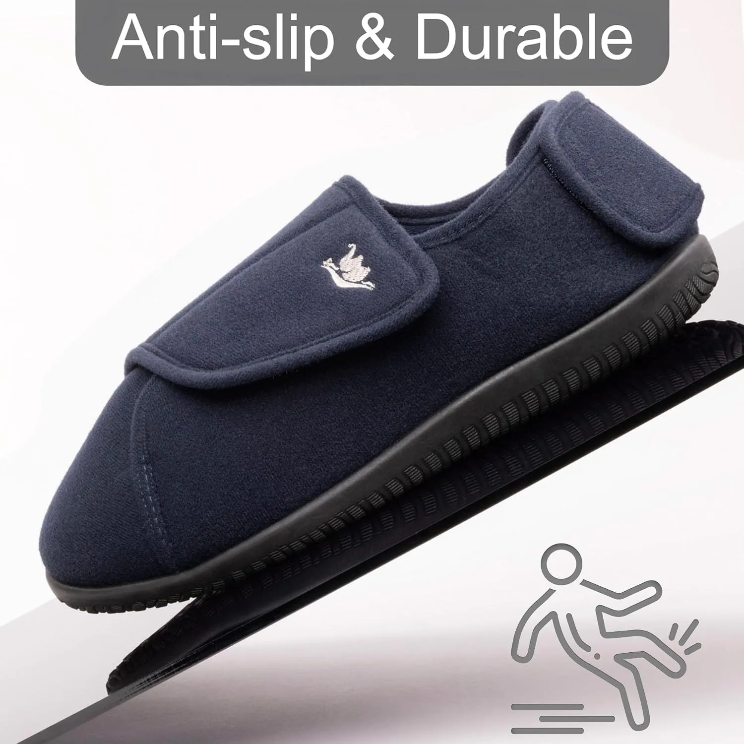 Women's Wide, Extra Wide 80-D Memory Foam Diabetic Slipper with Adjustable Closure Anti Slip Sole, Warm Plush Fleece Arthritis Edema Swollen Diabetic House Shoes